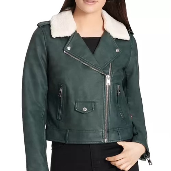 Levi's Jackets & Blazers - Levi's Sherpa-Trimmed Faux-Leather Moto Jacket MEDIUM
